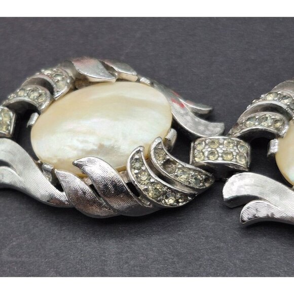 Rare 50's Crown Trifari Fantasia Series Bracelet MOP Silver Tone Alfred Philippe - Picture 9 of 12
